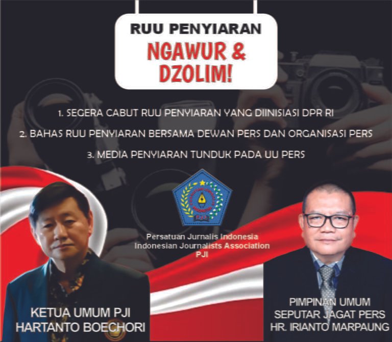 PJI Tolak Keras RUU Penyiaran! Ngawur & Dzolim!