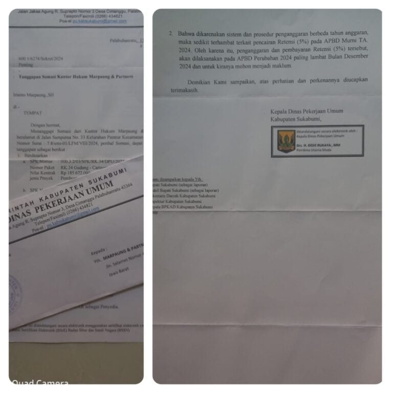 Kadis PU Kab. Sukabumi Diduga Gagal paham Menyikapi Peraturan Menteri Keuangan Republik Indonesia Nomor 7/PMK.02/2014
