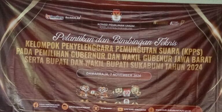 Pelantikan dan Bimbingan Teknis (Bintek) KPPS Pemilihan Gubernur dan Bupati di Kecamatan Warungkiara Sukabumi